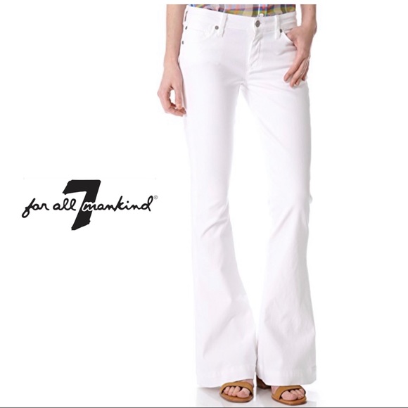 7 for all mankind white flare jeans